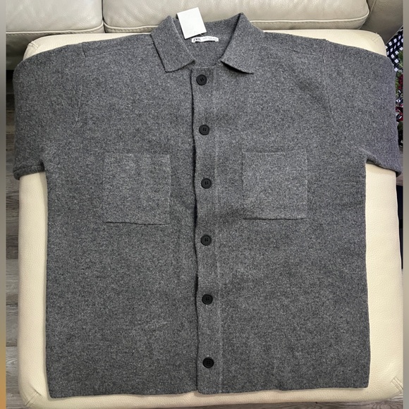Zara Men's 100% Wool Knit Overshirt Cardigan - Size XL - Picture 3 of 6